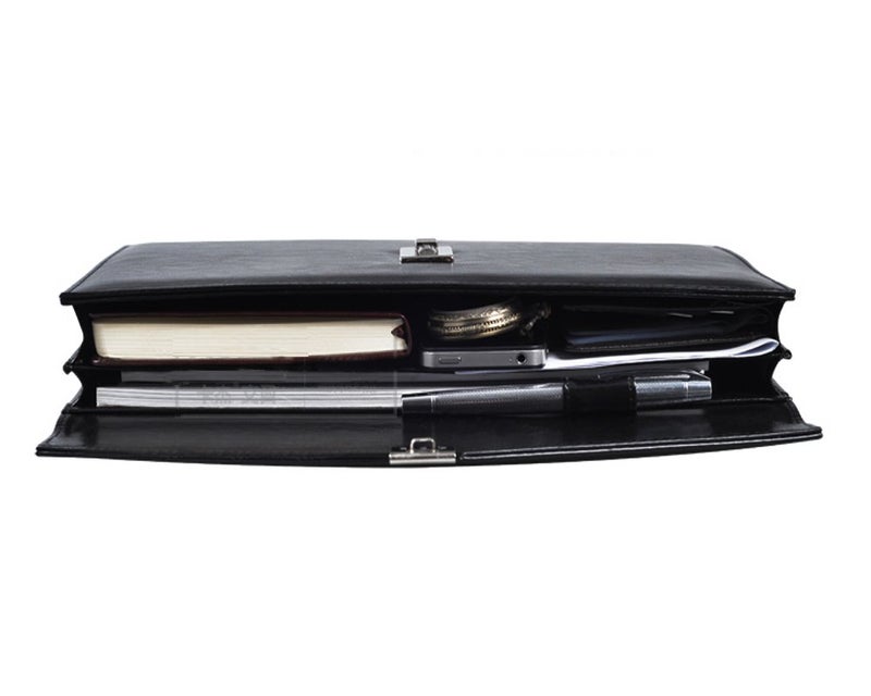 Yakri A4 Leather Password Lock Document Bag Manager File Folder for Office Writing Pads Legal Paper TPN086(Black) - Image 3